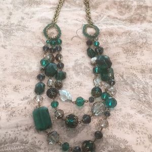 Three-tiered blue-green necklace